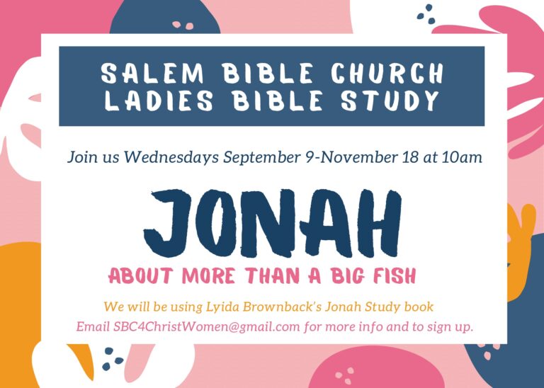 Flyer for Ladies' Bible Study on the book of Jonah in fall 2026